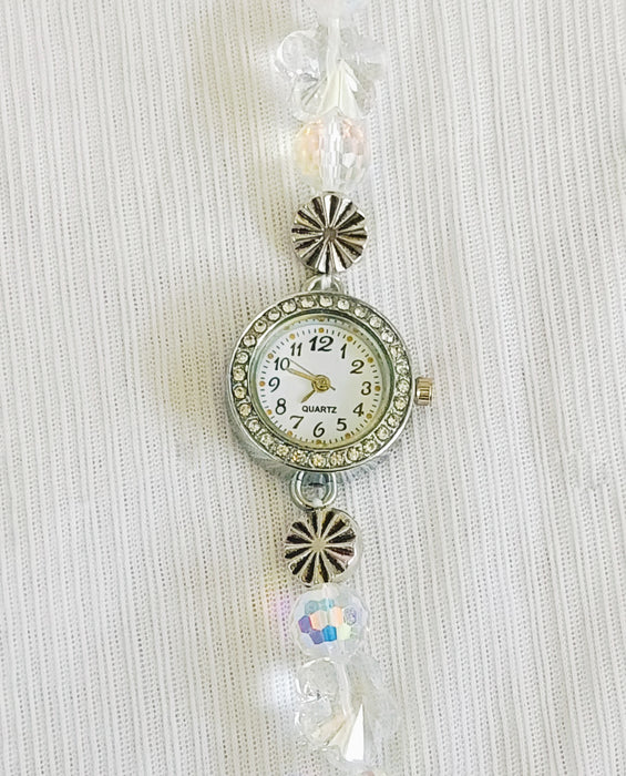 Elegant Crystal Beaded Bracelet Watch for Women & Girls | Stylish Quartz Analog Wristwatch | Party & Festive Wear
