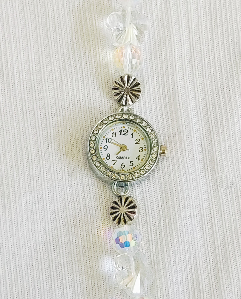 Elegant Crystal Beaded Bracelet Watch for Women & Girls | Stylish Quartz Analog Wristwatch | Party & Festive Wear