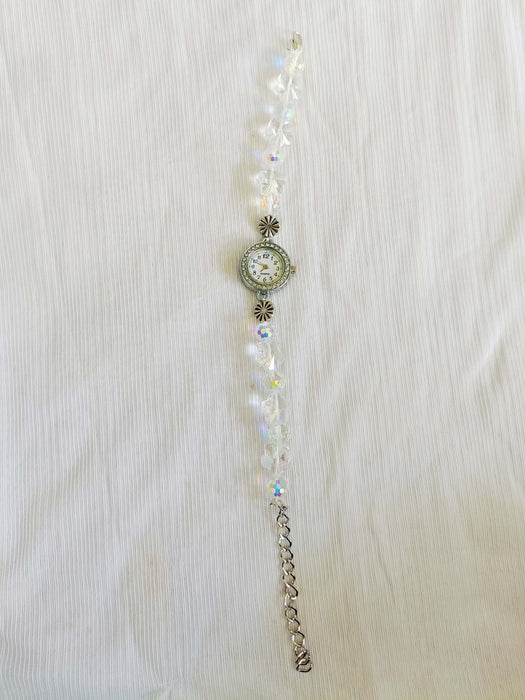 Elegant Crystal Beaded Bracelet Watch for Women & Girls | Stylish Quartz Analog Wristwatch | Party & Festive Wear