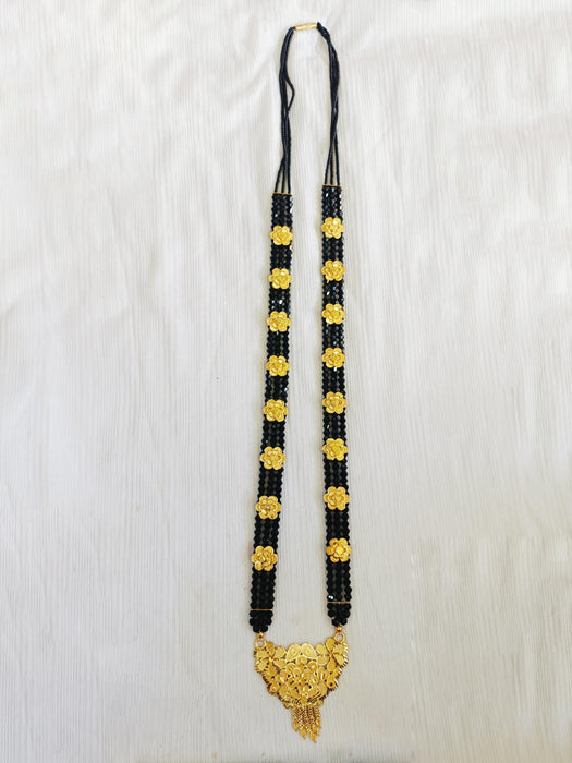 Traditional Gold-Plated Black Beads Mangalsutra Necklace for Women | Designer Pendant | Ethnic Jewellery for Wedding & Daily Wear