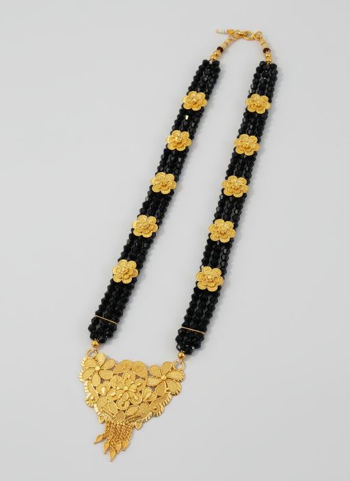 Traditional Gold-Plated Black Beads Mangalsutra Necklace for Women | Designer Pendant | Ethnic Jewellery for Wedding & Daily Wear
