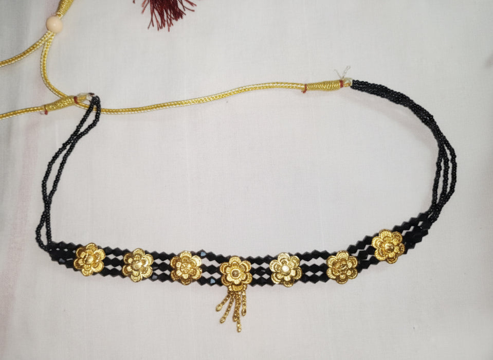 Antique Gold Finish Dual Mangalsutra Set with Earring and Finger Ring Wedding & Party Wear