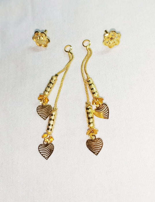 Antique Gold Finish Dual Mangalsutra Set with Earring and Finger Ring Wedding & Party Wear